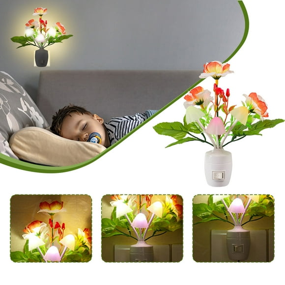 Veilleuse à Brancher Lampe Fleur à DEL Changeant de Couleur Éclairage Décoratif pour Chambres Couloirs Escaliers, 1 Unité