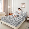 thumbnail image 4 of Feelyou Cheetah Leopard Print Queen Sheet Sets, Grey Glitter Diamond Bed Set, 4-Piece, 4 of 7