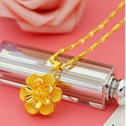 Lady's  flower  22K 24K Thai Baht Yellow Gold GP Filled Pendant +  Necklace