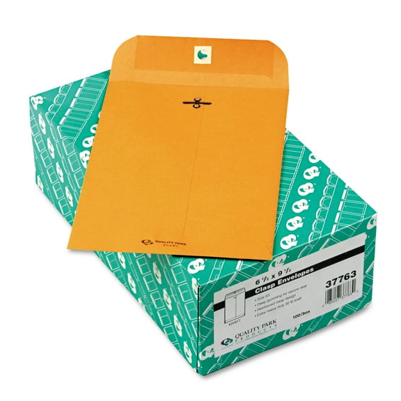 Quality Park Clasp Envelope 6 1/2 x 9 1/2 32lb Brown Kraft 100/Box 37763
