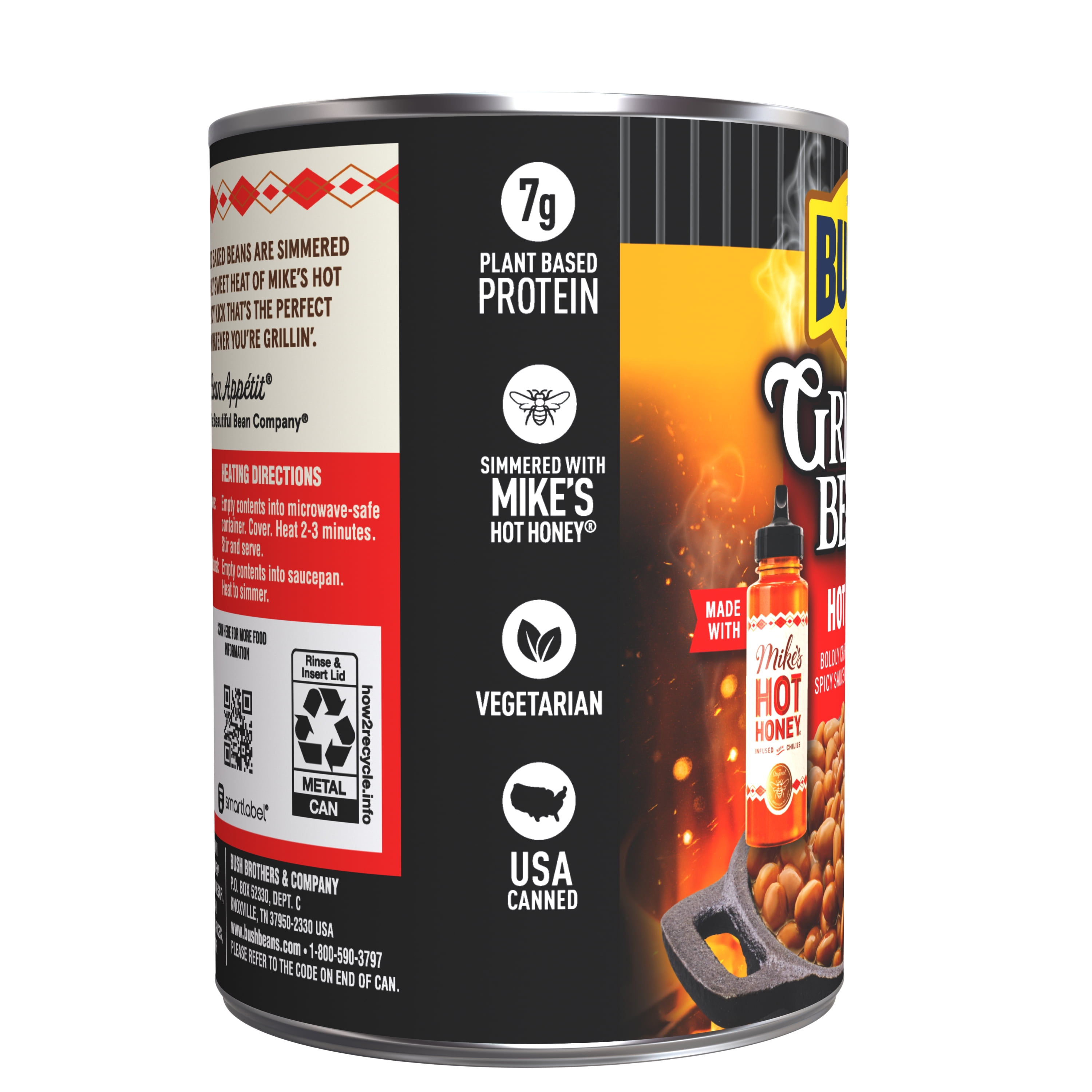 (12 pack) Bush's Hot Honey Grillin' Beans 21.7 oz