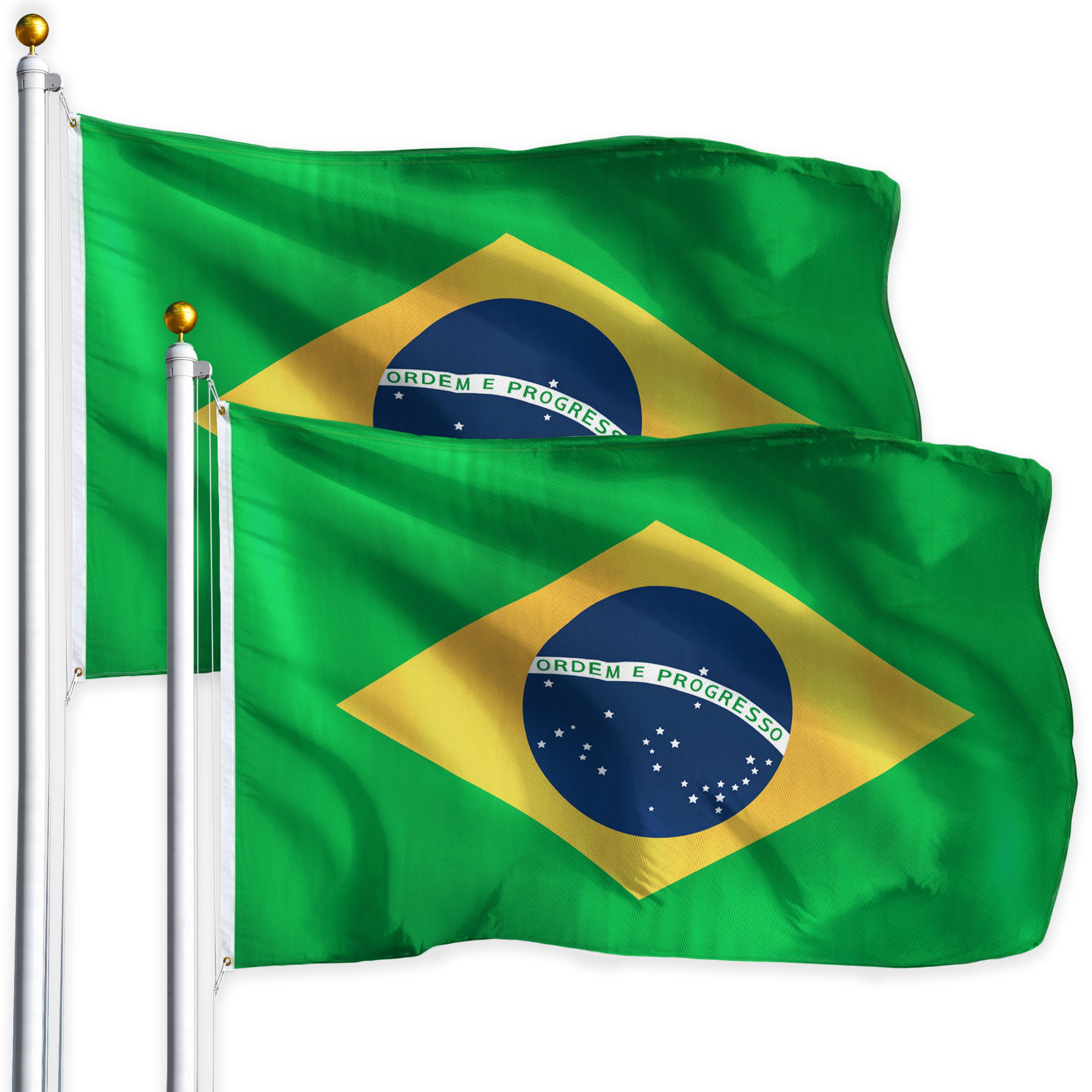 JBCD 2 Pack Brazil Flag 3x5 Foot Outdoor Brazilian Flags Banner with Brass Grommets Durable and UV Fade Resistant 