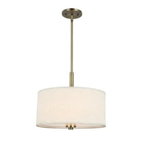 Woodbridge Lighting Drum 3-Light Fabric LED Pendant in Brass/White