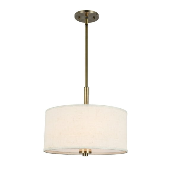 Woodbridge Lighting Drum 3-Light Fabric LED Pendant in Brass/White