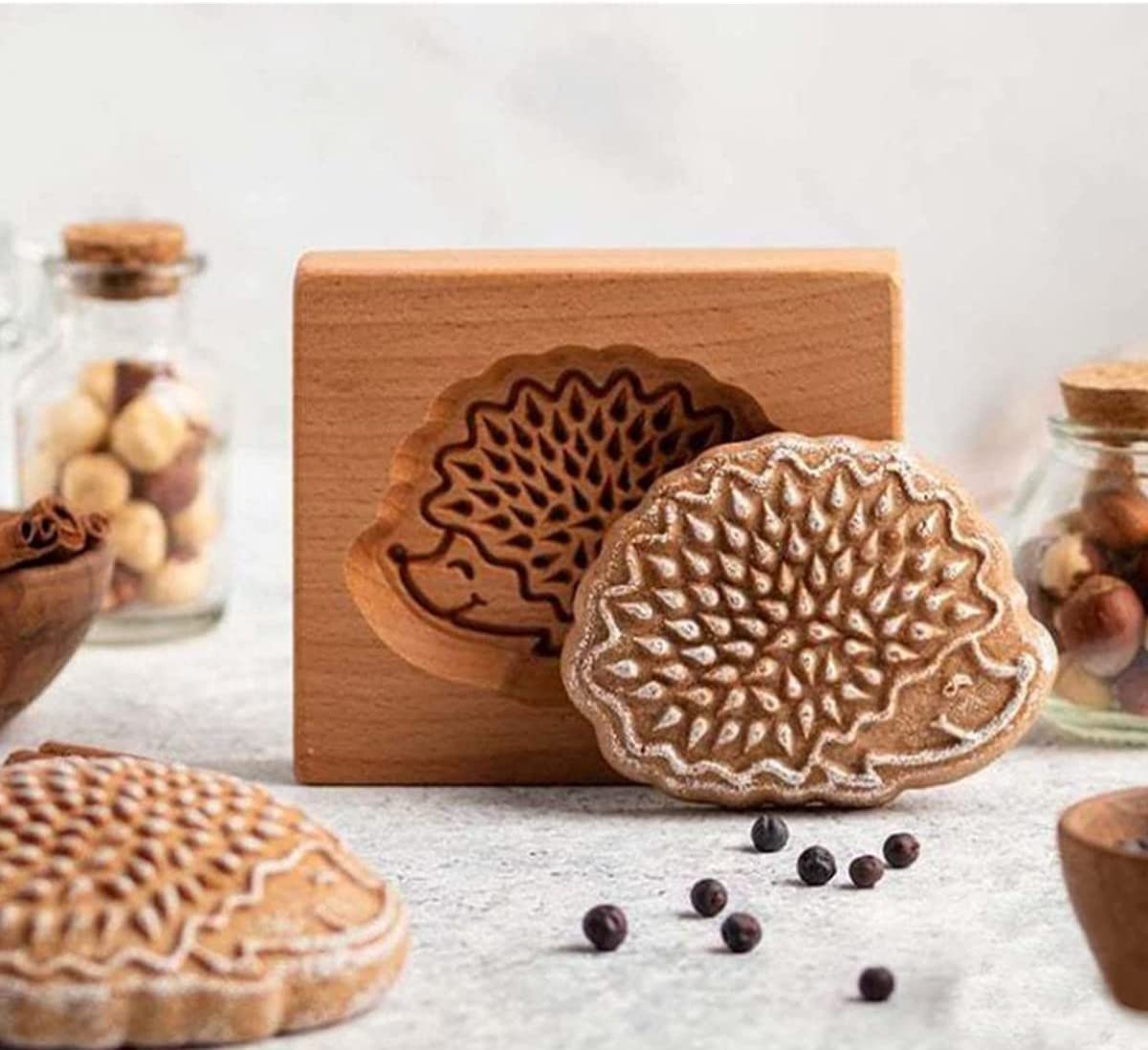 Moules à Biscuits En Bois Sculpté Père Noël - Pour Pâte, Muffins, Fromage - 10x8x2 Cm - Gaufrage 3D, Réutilisable