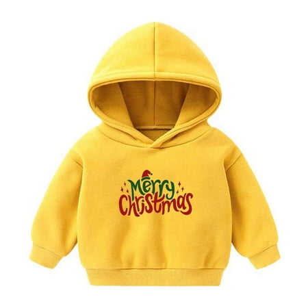 

Jalioing Kids Hoodies Solid Color Hooded Long Sleeve Fashion Christmas Printed Casual Comfy Sweatshirts (2-3 Years Yellow)