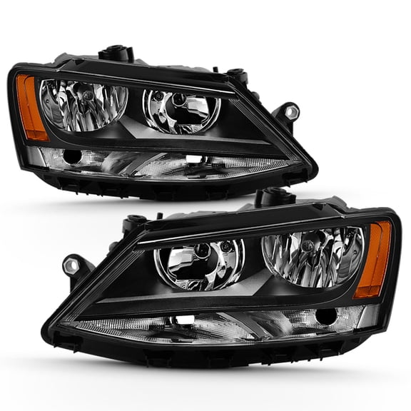 Black 2011-2018 Volkswagen VW Jetta Headlights Headlamps Replacement Left Right