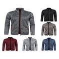 thumbnail image 1 of Men Zip Up Knit Jacket Casual Loose Stand Collar Long Sleeve Jacket, 1 of 6