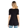 thumbnail image 6 of 24seven Comfort Apparel Maternity V Neck Elbow Sleeve Flared Henley Style Tunic Top, 6 of 6