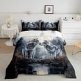 thumbnail image 2 of Feelyou Couple Wolf Wildlife Full Size Comforter Sets, Rustic Farmhouse Lake Bedding Comforter Set, Western Jungle Animal Reversible Bedding Sets, Super Cozy Room Decor, 3-Piece, 2 of 8