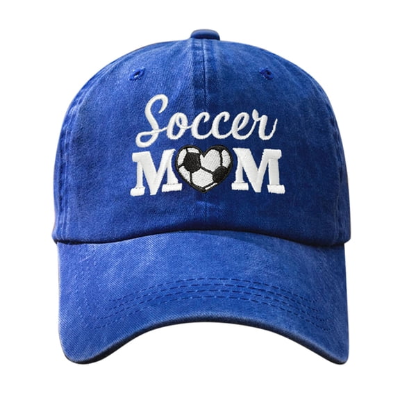 ZHOGXU Soccer Mom Embroidered Baseball Cap For Women Vintage Minimalist Washed Dad Hat Daily Wear,Blue