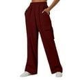 thumbnail image 3 of Uqiangy Wide Leg Sweatpants Women Baggy Sweats Fall Clothes Lounge Pants Women Women's Cargo Pants Baggy Pants Women Sweatpants Women Red L, 3 of 5