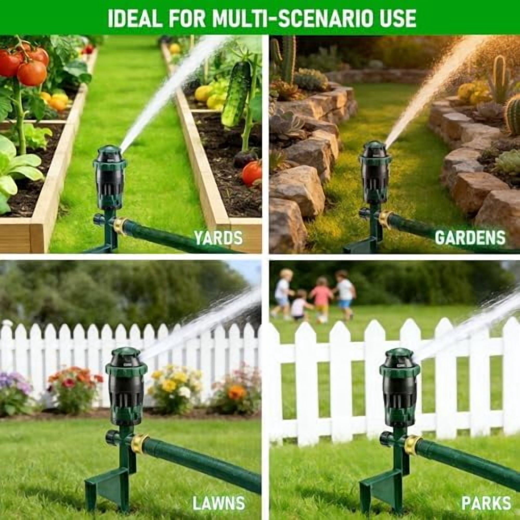 Tekola 2-Pack Gear Drive Sprinklers for Yard, 360 Degree Garden Water Sprinkler Head on Spike Base with 3/4 Inch Adapters, 5 Modes Adjustable Irrigation Tool for Large Area Yard Lawn Garden