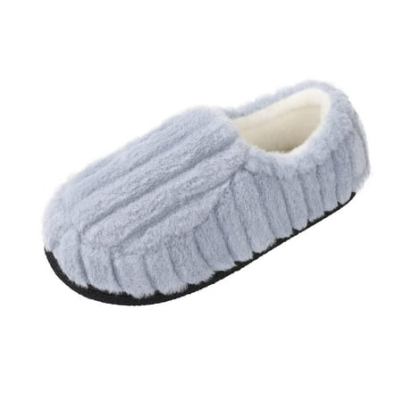 

Women Memory Foam Slippers Comfy Plush Warm House Shoes Slip on Ladies Bedroom Flat Slippers for Indoor Outdoor Light Blue，L(9-10)