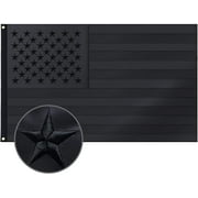 All Black American Flag 3x5 Ft US Flag, Embroidered Stars, Sewn Stripes, Brass Grommets Blackout Tactical US Black Flag, Heavy Duty USA Flags