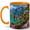 Orange, variant on Train Crossing Sunset 11oz Ceramic Mug, Small Town Railway Coffee Cup