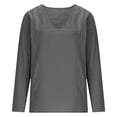 thumbnail image 6 of Razzly Women's Sommer Top Ladies Casual Knit Top with Long Sleeves for Everyday Comfort and Spring Autumn Wear Lightweight Breathable Knit Blouse for Stylish Daily Style Long Sleeve V-Neck(Grey,3XL), 6 of 6