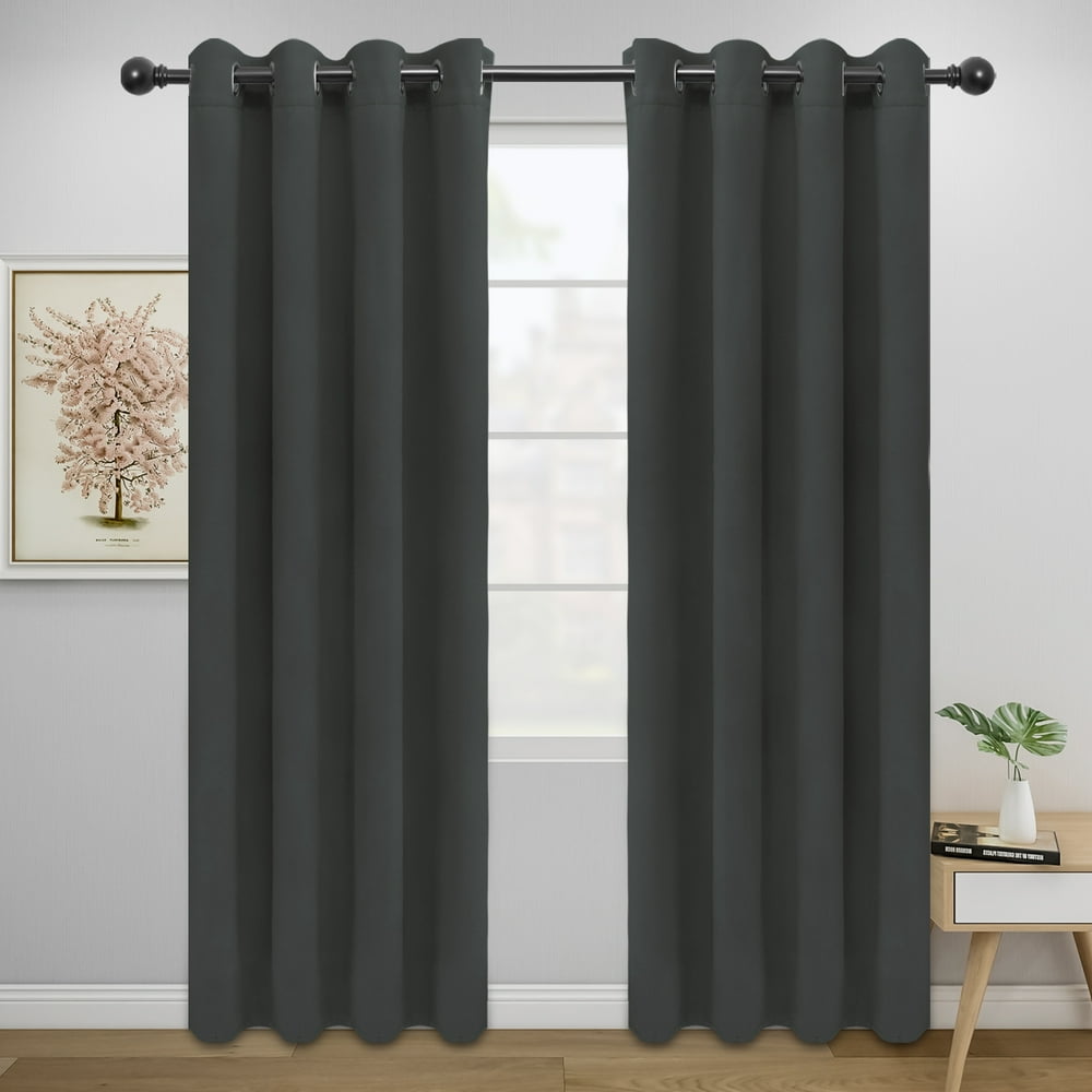 Easy-Going Thermal Insulated Blackout Curtains for Bedroom, Set of 2 Panels, Dark Gray, 52 x 84 ...
