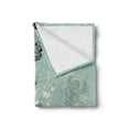 thumbnail image 2 of Rose Soft Flannel Fleece Throw Blanket, Grunge Composition with Hand Drawing Style Roses Butterflies Vintage, Cozy Plush for Indoor and Outdoor Use, 50" x 60", Seafoam Grey Black, by Ambesonne, 2 of 5