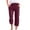 Wine, variant on Baqcunre Women's Solid Color Button-Up Capri Pants,Color Army Green,Size S-3XL