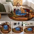 thumbnail image 6 of Vintage Christmas Round Area Rug 5ft, Xmas Tree French Country Cottagecore Washable Non-Slip Circle Rugs for Bedroom Living Room Kitchen, Soft Low Pile Carpet for Dining Room Playroom Nursery, 6 of 9