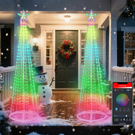 5Ft RGB Led Christmas Tree With Star Topper – App & Remote Controlled, 220 Lights With Multiple Modes, Indoor/Outdoor Holiday Decoration,Christmas Decor,1 PCS