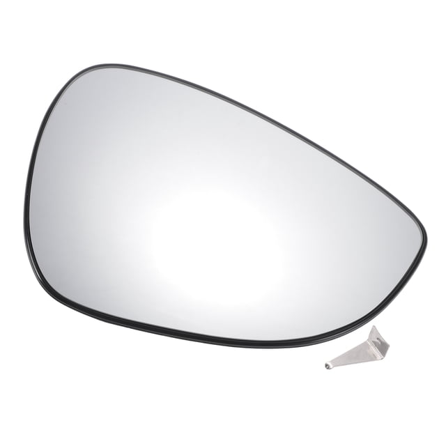 espejo retrovisor convexo del lado del pasajero derecho, reemplazo de vidrio calefaccionado para Ford Fiesta 2008-2017. Vista frontal centrada del vidrio convexo con borde negro y placa de respaldo metálica incluida; diseñado para espejos eléctricos y reemplazo directo, sin función de atenuación automática; a menudo se usa como reemplazo lateral en talleres de carrocería.