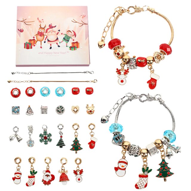 Calendario de cuenta regresiva de joyería, artículo azul, Calendario de Adviento, joyería para niña, calendario de cuenta regresiva de Navidad, Kit de fabricación de joyas DIY, regalo