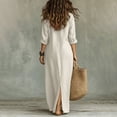 thumbnail image 7 of DeHolifer Women Casual Dresses Lapel Button Down Beach Dress Long Maxi Dress with Pockets White 2XL, 7 of 7