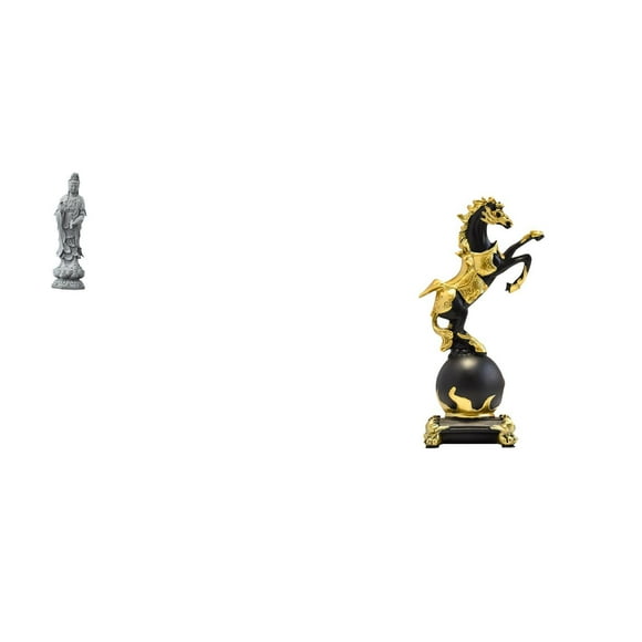 Estatua de Guan Yin, figura de caballo, estatua de resina, artesanía, obra de arte, figura decorativa de escritorio, diseño único, adecuada para el ho
