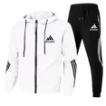 thumbnail image 4 of Primavera otoño simplicidad moda chaqueta de traje para hombres ropa deportiva Casual pantalones con capucha para hombres 2 piezas sudadera con cremallera deportes para correr, 4 of 5