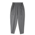 thumbnail image 2 of SHTXOZHI Men's Cotton Linen Summer Beach Loose Pants Elastic Waist Drawstring Lounge Yoga Pants, 2 of 3
