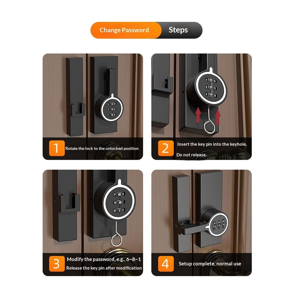 Keyless Password Barn Door Lock, 180 Degree Cabinet Lock with 3-Digit Combination, Sliding Flip Door Latch with Screws for Gate, Closet, Shed, Pantry, Bedroom (Luminous-1pc)