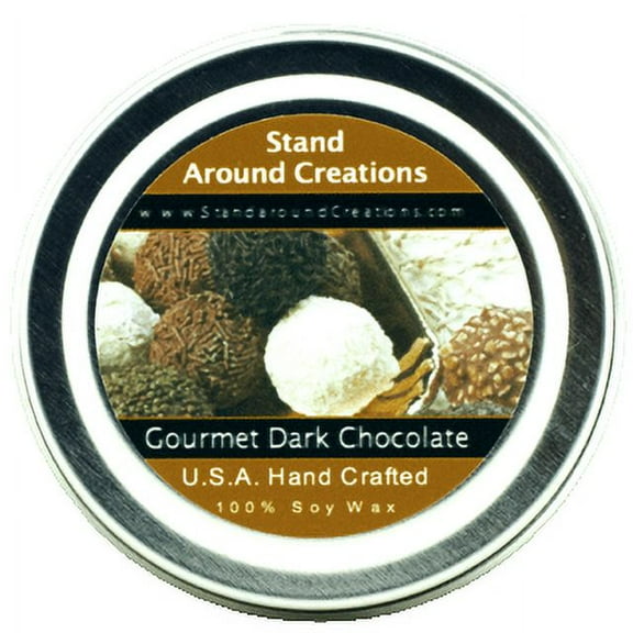 GOURMET DARK CHOCOLATE TIN 4-OZ. ALL NATURAL SOY CANDLE