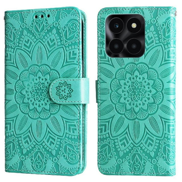 Funda tipo cartera GANGXUN para Honor X6A , diseño girasol, cuero PU, soporte, cierre magnético, tarjetero