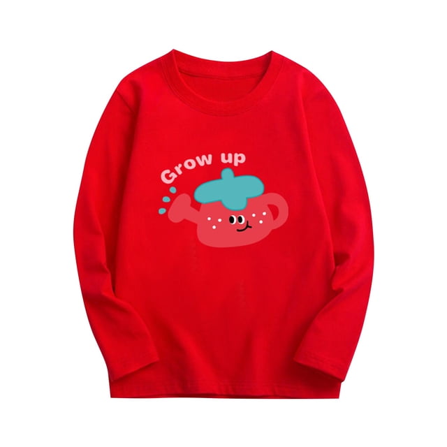 T-Shirts Fins à Col Rond pour Garçons et Filles 2025, Chandails en Molleton pour Tout-Petits, Pull à Manches Longues en Coton Doux, 3-10 Ans, Rouge