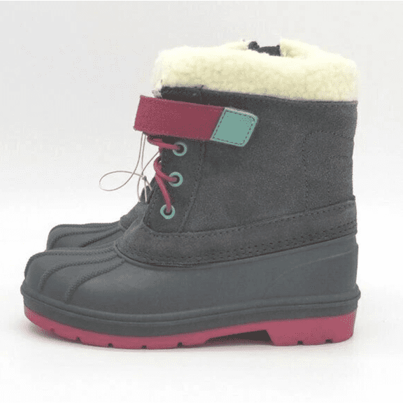 Toddler Girls Valmai Grey Leather Magenta Thermolite Winter Boots 10