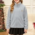 thumbnail image 5 of Kids Fleece Jacket Winter Stand Collar Zip Up Coat Long Sleeve Cute Bear Embroidered Outerwear Daily Casual School Outwear for Boys Girls, 5 of 6
