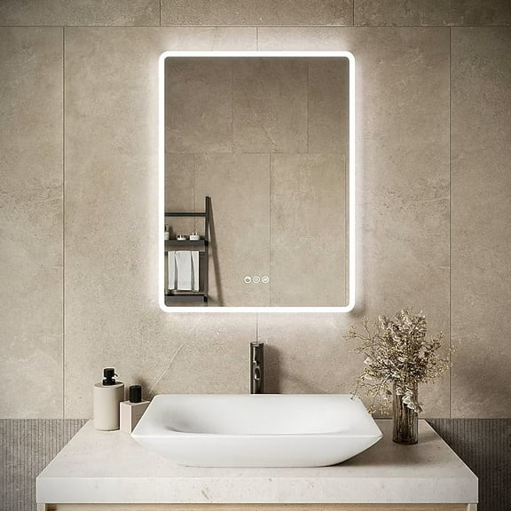 24 in. W x 32" H Rectangular Frameless LED Light Anti-Fog Dimmable Color Temperature Change Wall Bathroom Vanity Mirror