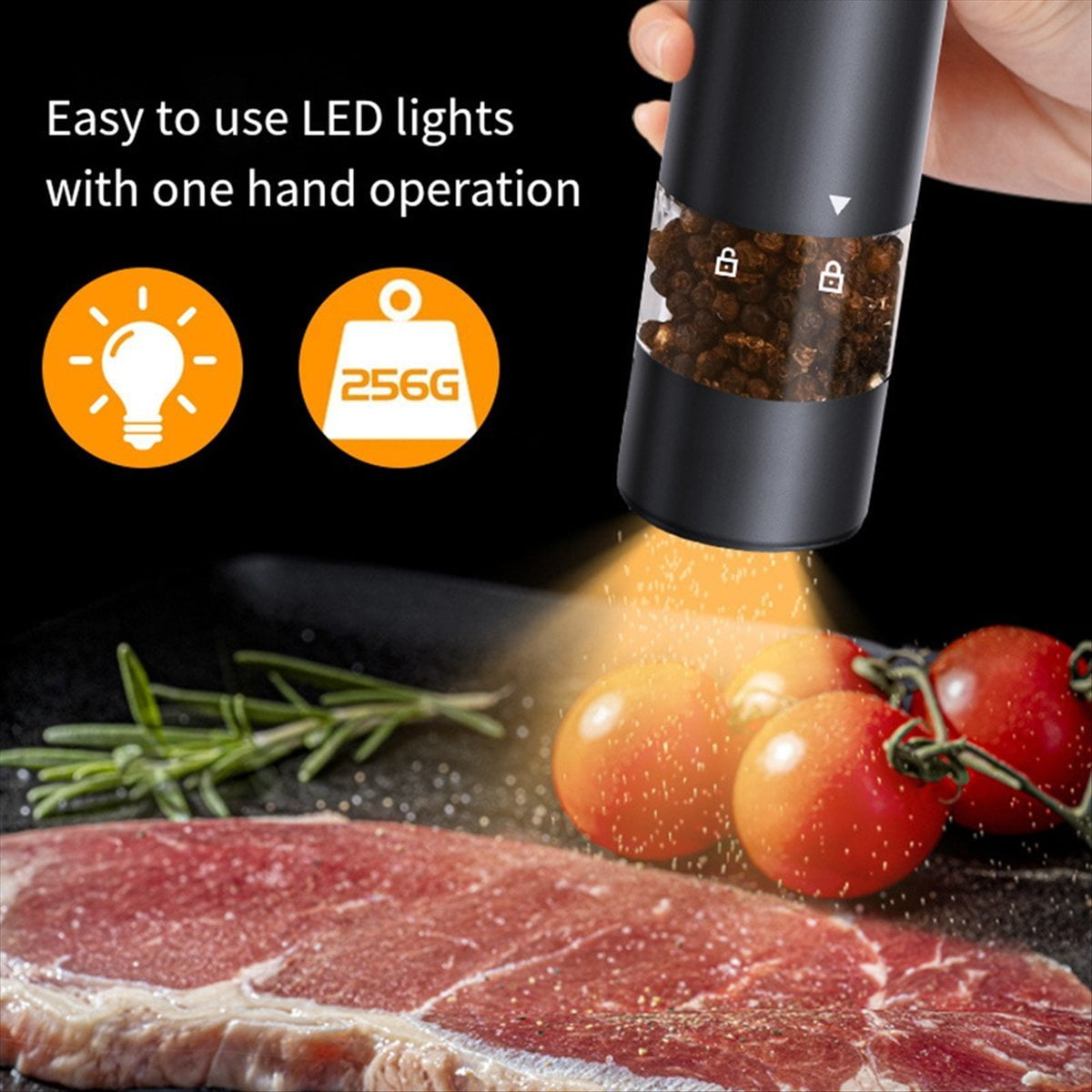 Electric Salt and Pepper Grinder Set, USB Rechargeable,Automatic Salt and Pepper Mill Grinder with Adjustable Coarseness