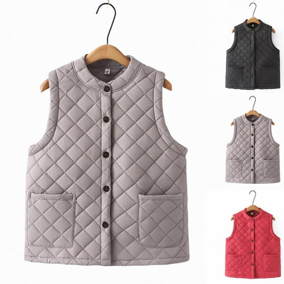 Hvyesh Women's Winter Vest Plus Size Snap Buttons Sleeveless Coat Lightweight Quilted Gilet Coat with Pocket
