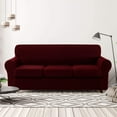 thumbnail image 2 of 2024 Sofa Cover with Separate Cushion Slipcover Stretch Checks (Sofa  Wine), 2 of 7