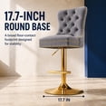 thumbnail image 5 of Grey Velvet Swivel Bar Stools Set of 4 with Upholstered Back, Adjustable Counter Height Barstools, Bar Chairs for Home Bar Kitchen Island Pub Restaurant (4 Pcs, Gray), 5 of 10