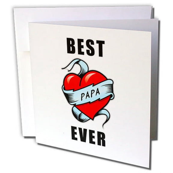 3dRose, Best. Papa. Ever. Tattoo Heart Design, 1 Greeting Card with envelope