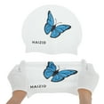 thumbnail image 5 of Unique Bargains 1 Pc Silicone Butterfly Pattern Swim Cap White, 5 of 5