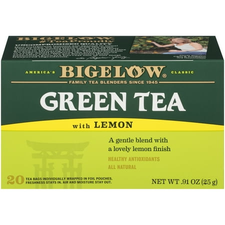 - (3 Boxes) Bigelow Green Tea with Lemon, Tea Bags, 20 Ct
