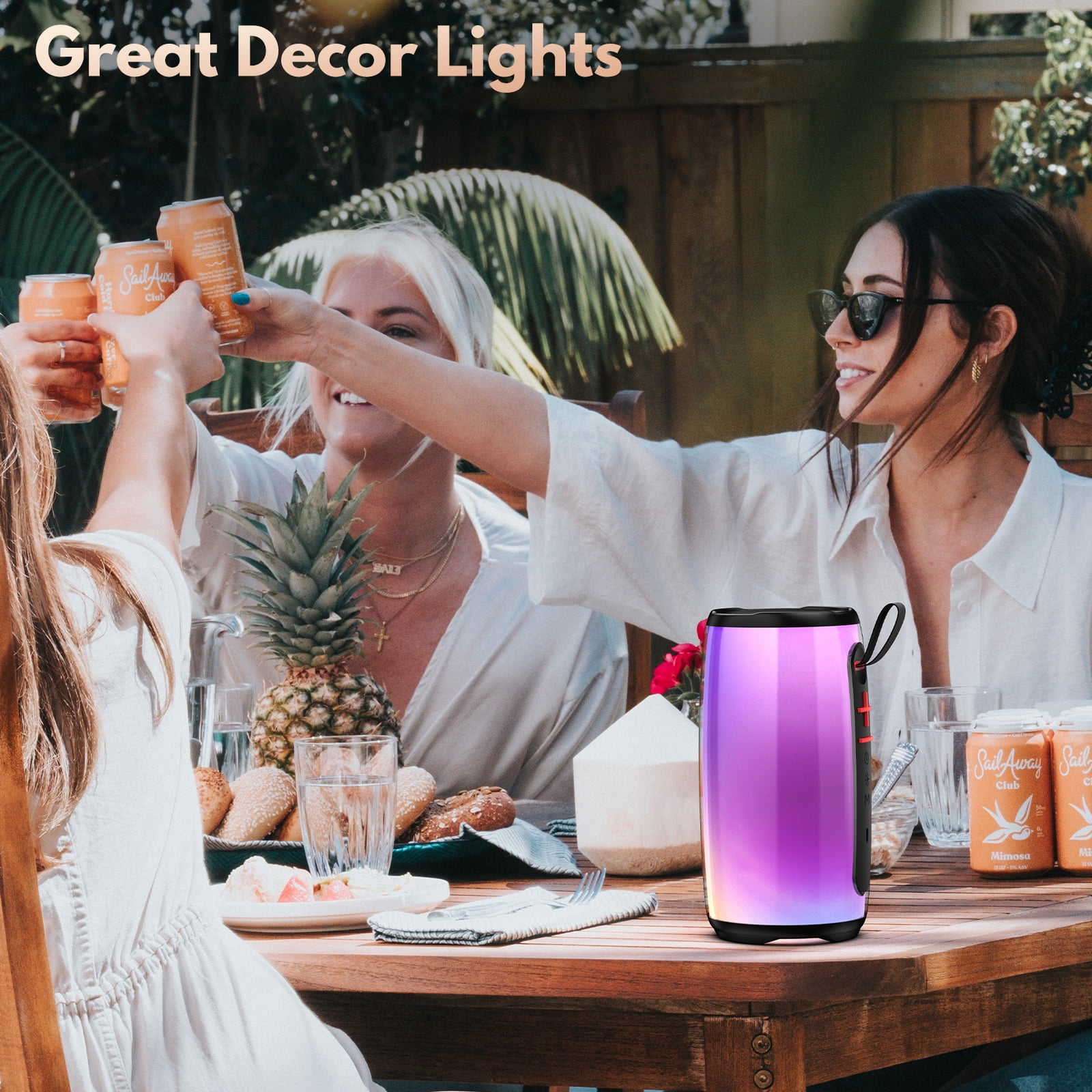 FanFun Portable Speaker, Bluetooth Speaker with Lights, Outdoor Speakers with Deep Bass, Outdoor Powerful Speakers, Waterproof Speaker, D21
