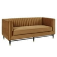 thumbnail image 2 of Modway Devote Channel Tufted Performance Velvet Loveseat in Cognac, 2 of 8