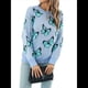 thumbnail image 3 of Suéteres de Punto con Estampado de Mariposas para Mujer, Informales, de Larga y Cuello Redondo Azul S, 3 of 10