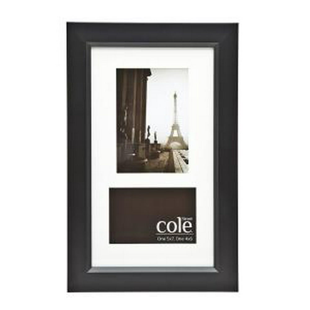 5x7/4x6 18" Black Wooden Double Wall Hanging Picture Photo Frame with White Mat